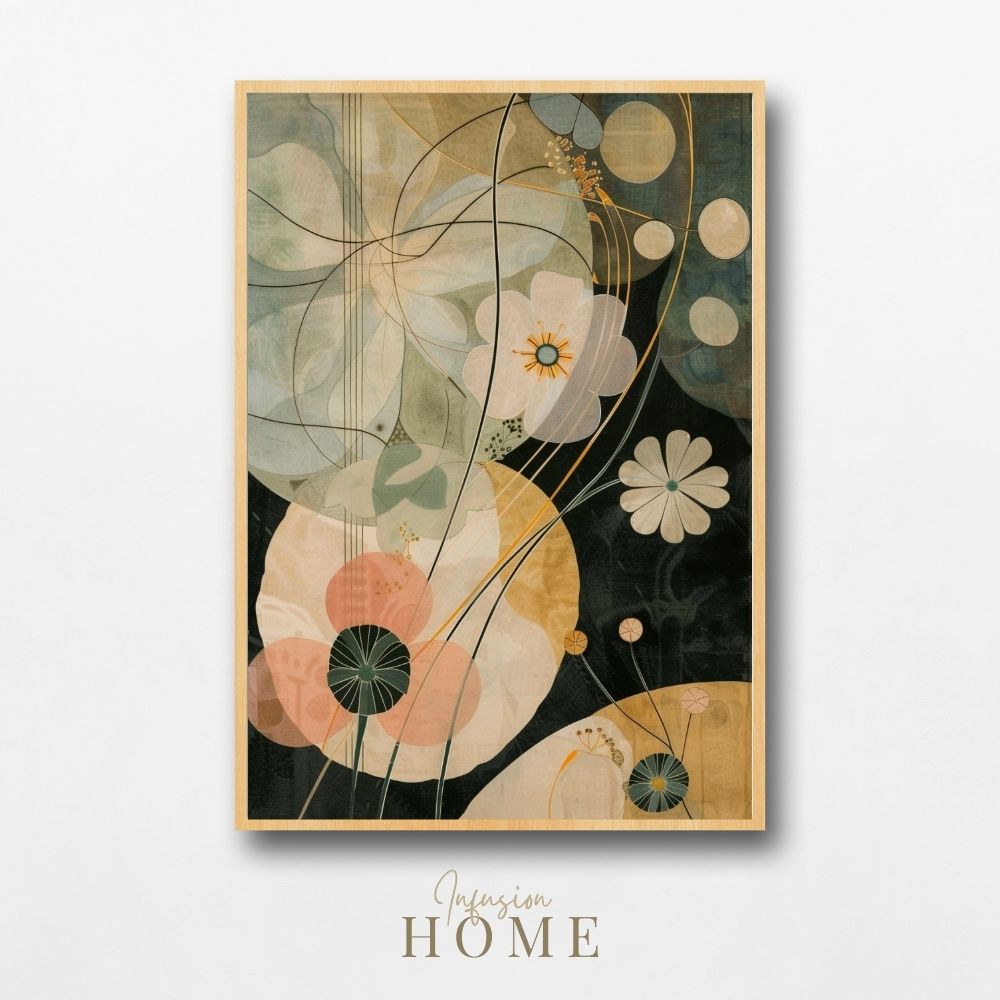 Botanical Floral Art Printable in Soft Neutrals