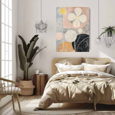 Soft Geometry Stylized Minimal Floral Art in Muted Pastels