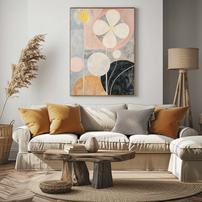 Soft Geometry Stylized Minimal Floral Art in Muted Pastels