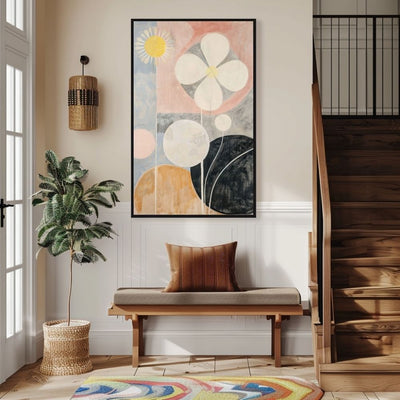 Soft Geometry Stylized Minimal Floral Art in Muted Pastels