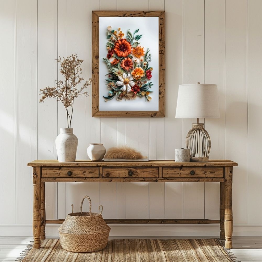 Autumn Hues Paper Cut Flower Wall Art Printable