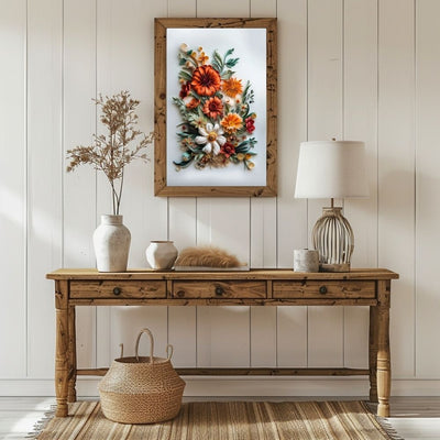 Autumn Hues Paper Cut Flower Wall Art Printable
