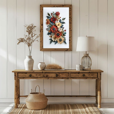 Rust & Bloom Paper Cut Floral Wall Art Printable