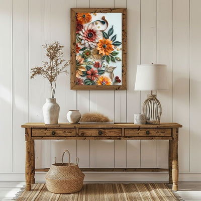 Sunset Bloom Paper Cut Floral Wall Art Printable
