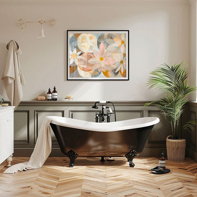 Nordic Floral Geometry Soft Abstract Art in Muted Pastels
