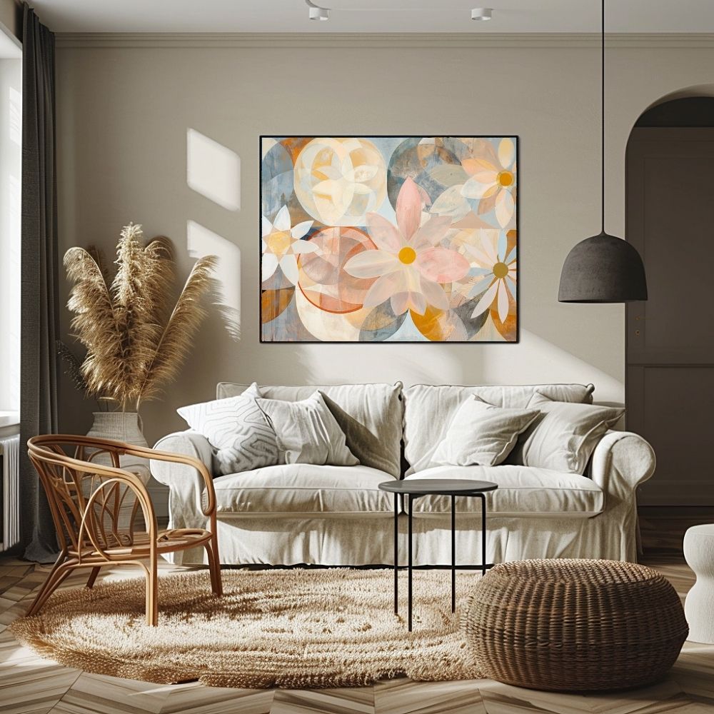 Nordic Floral Geometry Soft Abstract Art in Muted Pastels