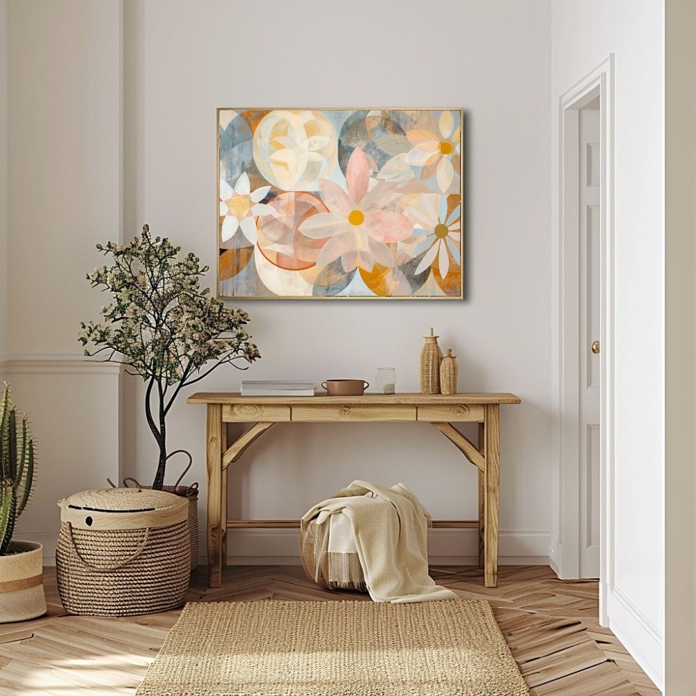 Nordic Floral Geometry Soft Abstract Art in Muted Pastels