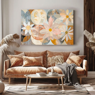 Nordic Floral Geometry Soft Abstract Art in Muted Pastels