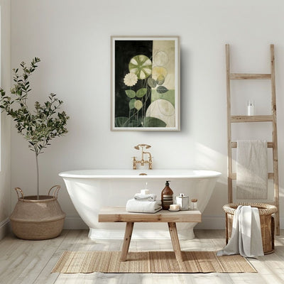 Nordic Floral Minimalist Botanical Art in Green and Cream