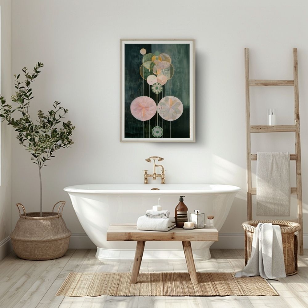 Symmetry in Bloom Geometric Botanical Art in Forest Green
