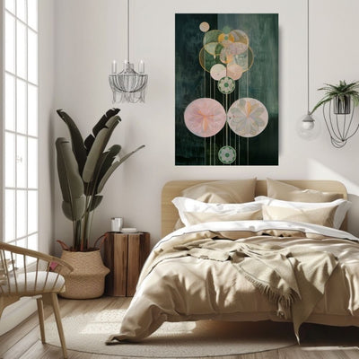 Symmetry in Bloom Geometric Botanical Art in Forest Green