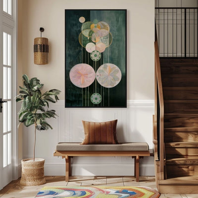 Symmetry in Bloom Geometric Botanical Art in Forest Green