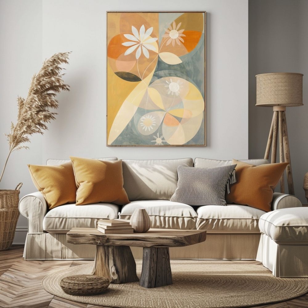 Golden Floral Geometry Nordic Wall Art Printable