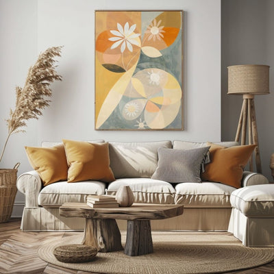 Golden Floral Geometry Nordic Wall Art Printable
