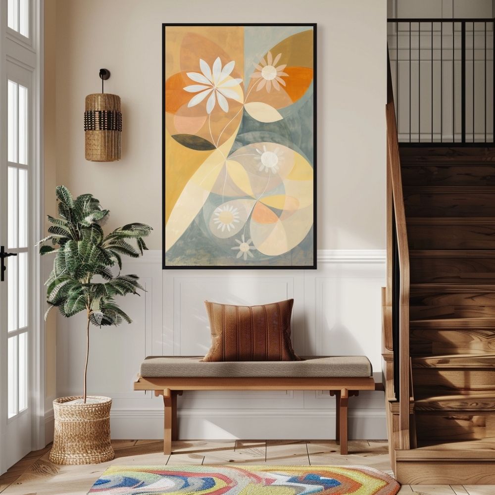 Golden Floral Geometry Nordic Wall Art Printable