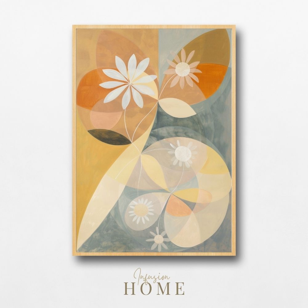 Golden Floral Geometry Nordic Wall Art Printable