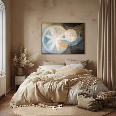 Celestial Abstract Floral Art in Soft Neutrals