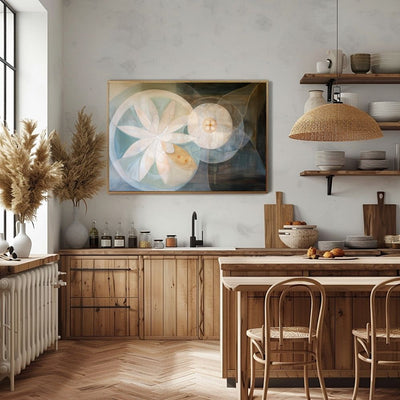 Celestial Abstract Floral Art in Soft Neutrals