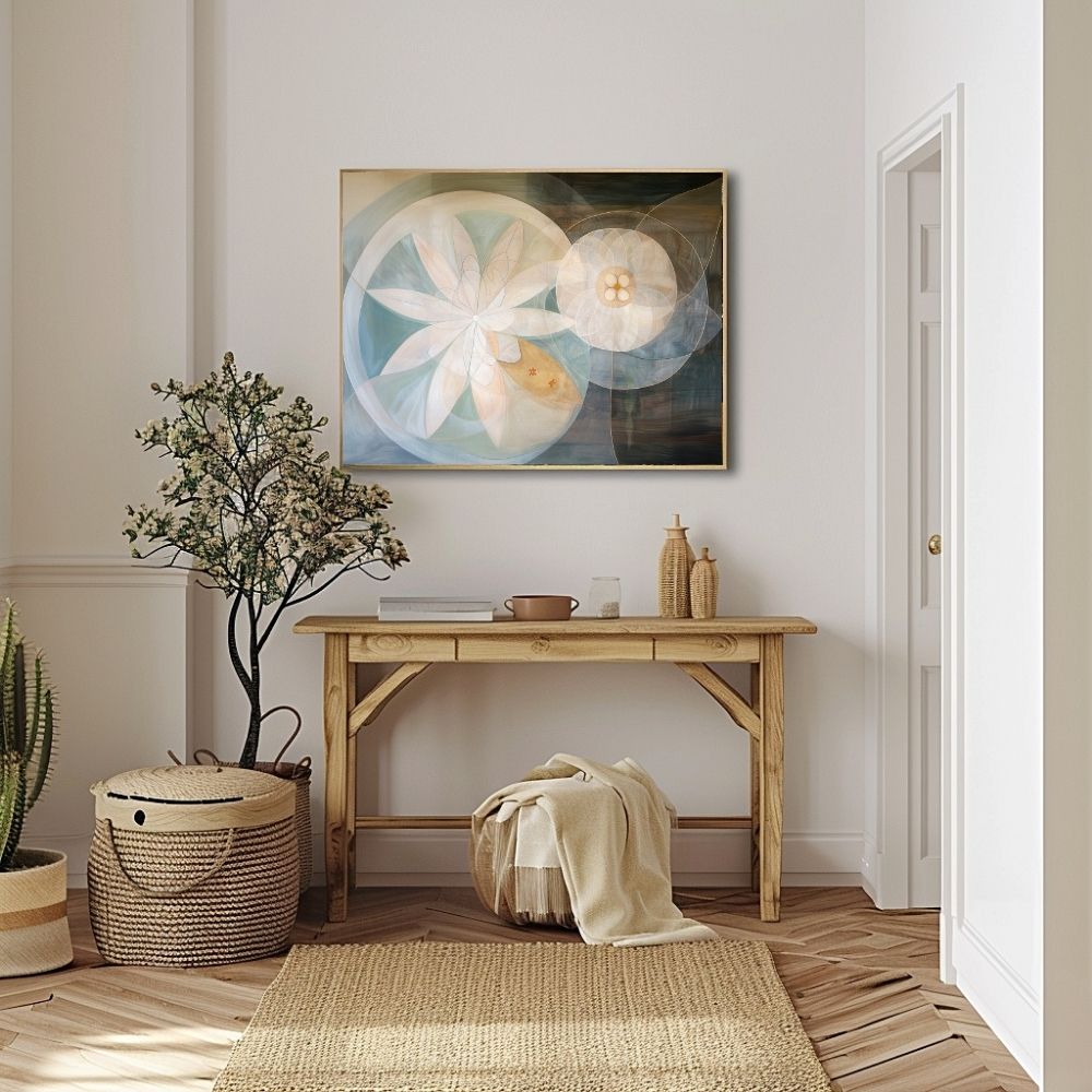 Celestial Abstract Floral Art in Soft Neutrals