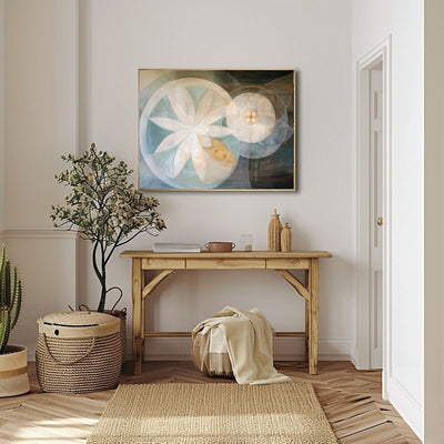 Celestial Abstract Floral Art in Soft Neutrals
