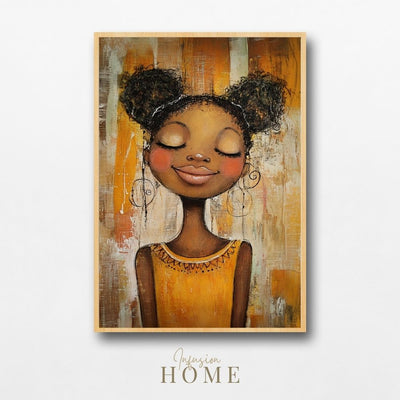 Artful Whimsy – Woman Portrait with Bold Ochre - Infusion Home