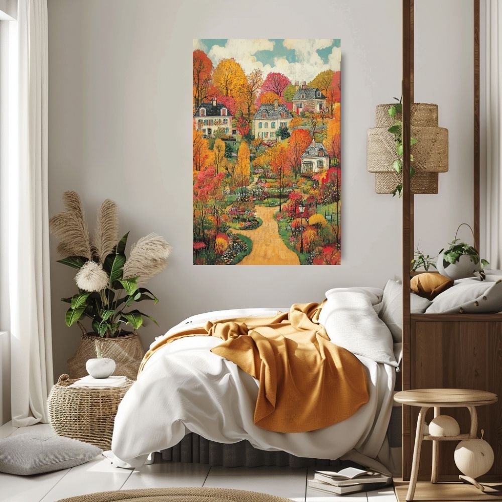 Autumn Bliss – Vibrant Village Garden Art - Infusion Home