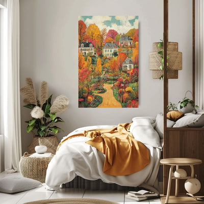 Autumn Bliss – Vibrant Village Garden Art - Infusion Home