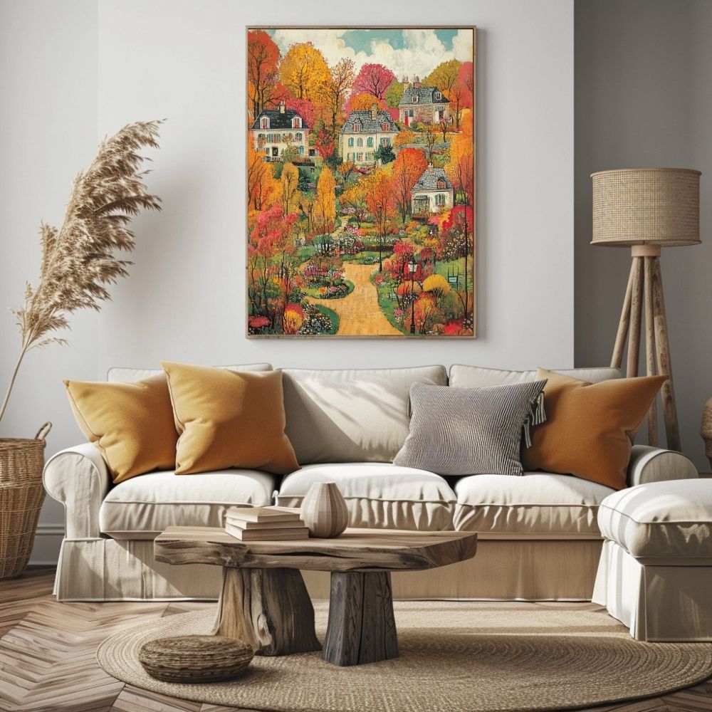 Autumn Bliss – Vibrant Village Garden Art - Infusion Home