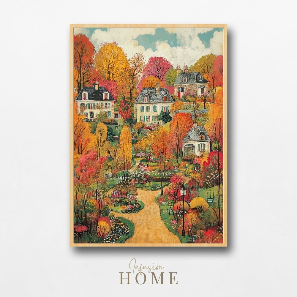 Autumn Bliss – Vibrant Village Garden Art - Infusion Home