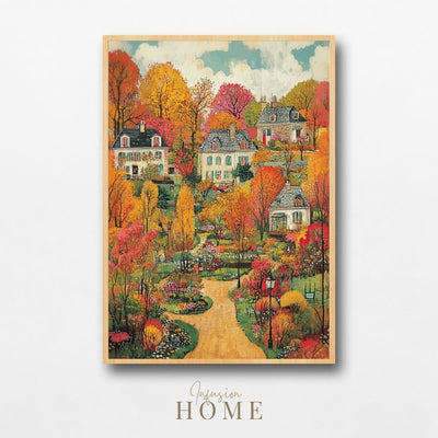 Autumn Bliss – Vibrant Village Garden Art - Infusion Home