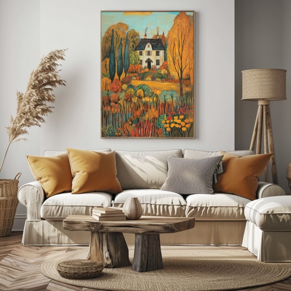 Autumn Glow Manor – Idyllic Seasonal Landscape Wall Art - Infusion Home