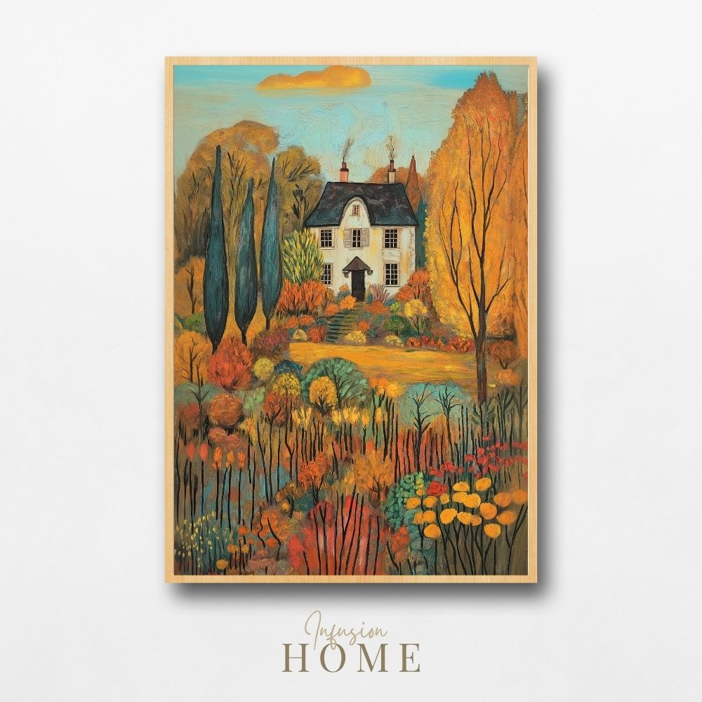 Autumn Glow Manor – Idyllic Seasonal Landscape Wall Art - Infusion Home