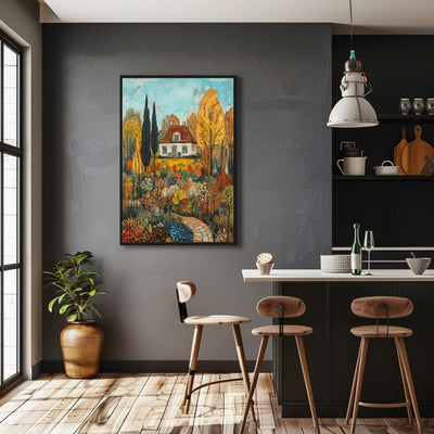 Autumn Reverie – Cottage Surrounded by Vibrant Fall Foliage - Infusion Home