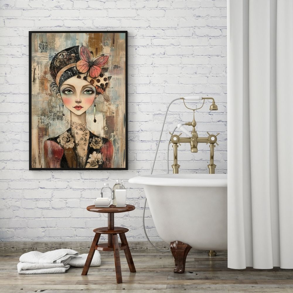 Bold Floral Woman – Whimsical Portrait in Mixed Media - Infusion Home