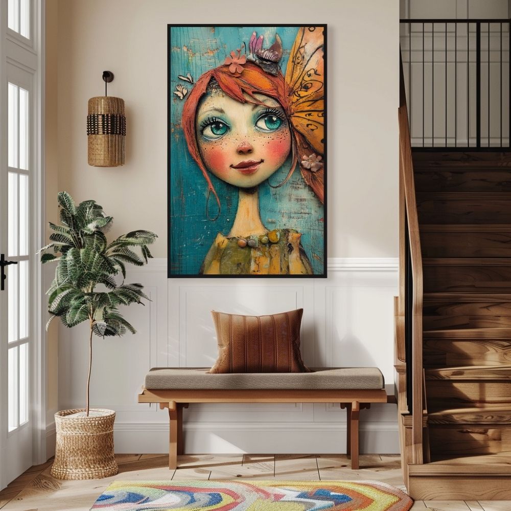 Charming Gaze – Whimsical Art with Floral Details - Infusion Home