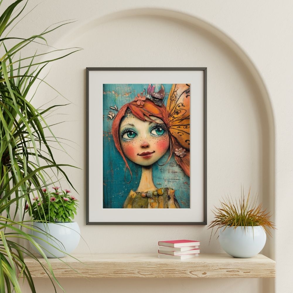 Charming Gaze – Whimsical Art with Floral Details - Infusion Home