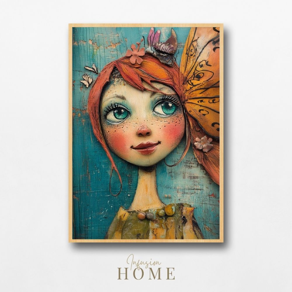 Charming Gaze – Whimsical Art with Floral Details - Infusion Home