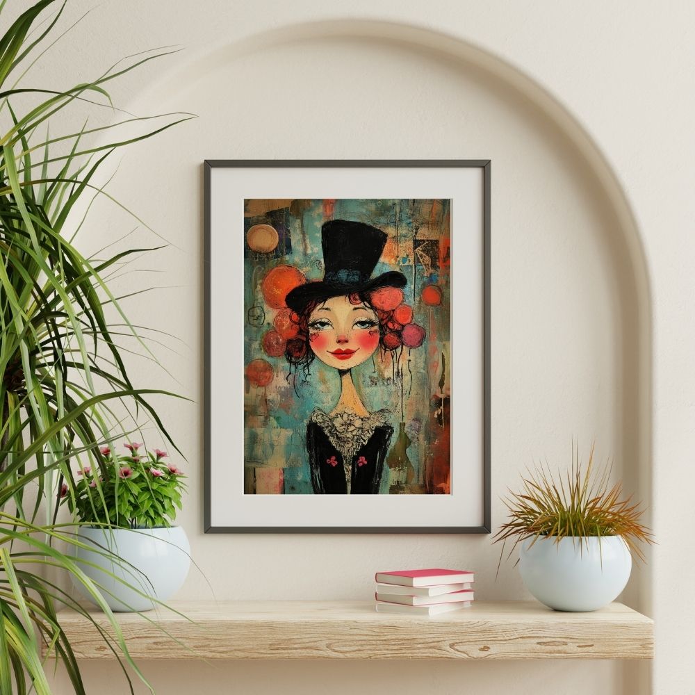 Charming Vibrance – Mixed-Media Woman Portrait - Infusion Home