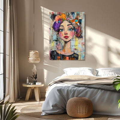 Charming Whimsy – Colorful Portrait Art of a Woman - Infusion Home