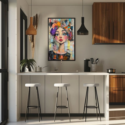 Charming Whimsy – Colorful Portrait Art of a Woman - Infusion Home