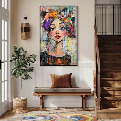 Charming Whimsy – Colorful Portrait Art of a Woman - Infusion Home
