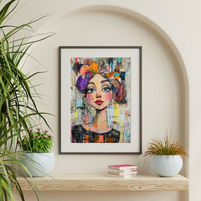 Charming Whimsy – Colorful Portrait Art of a Woman - Infusion Home