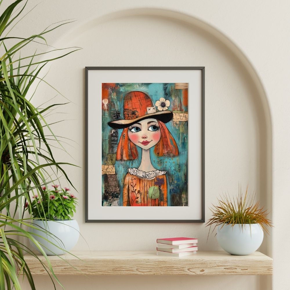 Cheerful Whimsy – Vibrant Woman with Creative Details - Infusion Home