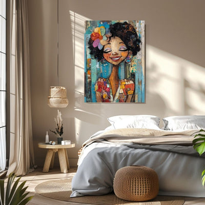 Colorful Bliss – Woman in Vibrant Whimsical Style - Infusion Home