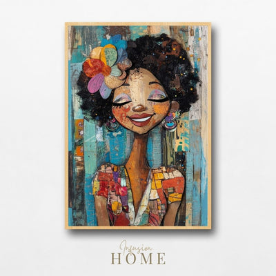 Colorful Bliss – Woman in Vibrant Whimsical Style - Infusion Home