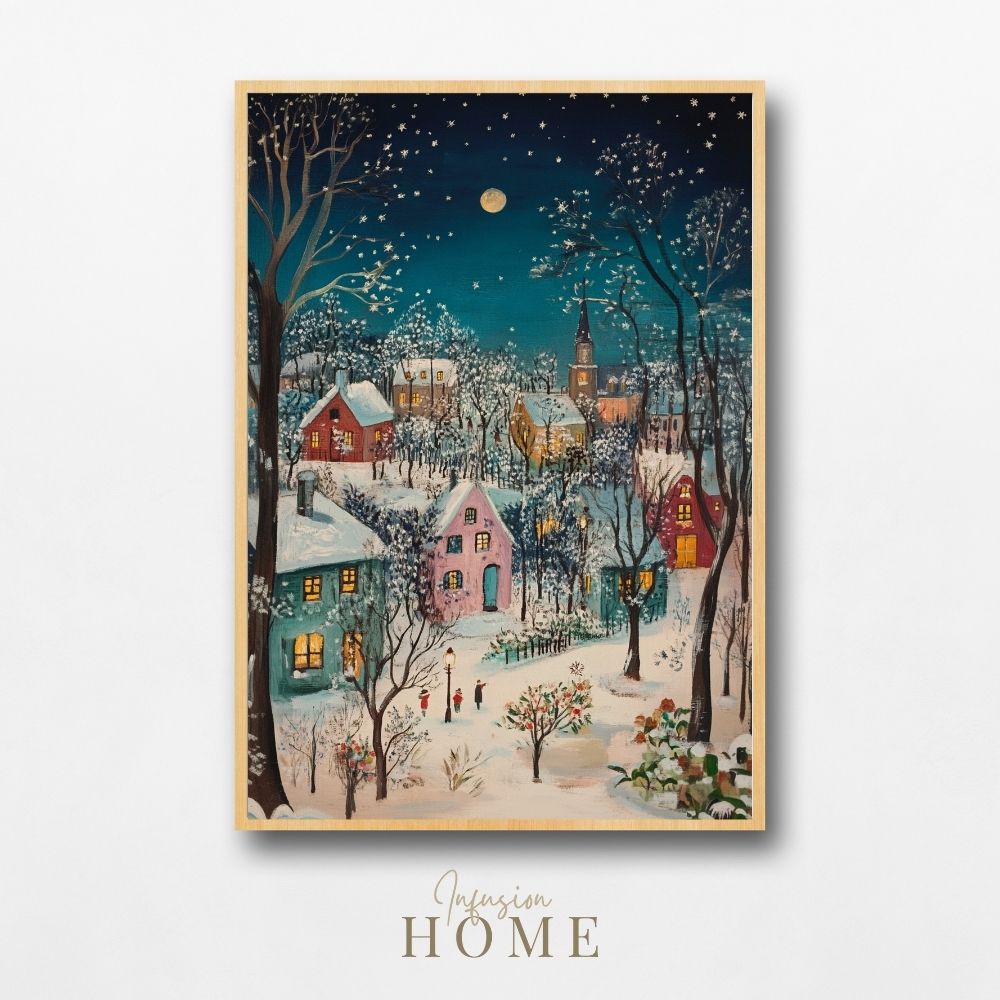 Enchanted Winter Village Under a Starry Sky - Infusion Home