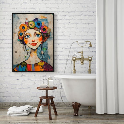 Floral Beauty – Whimsical Woman in Vibrant Colors - Infusion Home