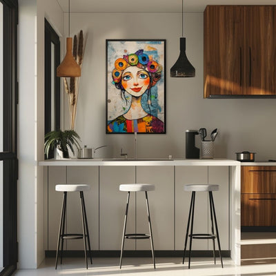 Floral Beauty – Whimsical Woman in Vibrant Colors - Infusion Home