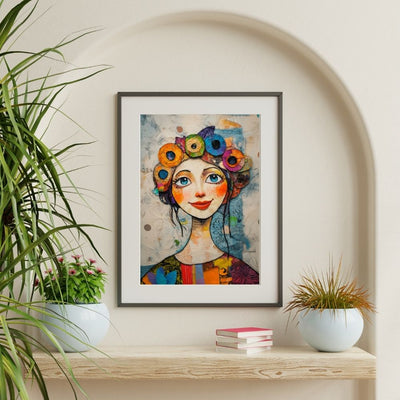 Floral Beauty – Whimsical Woman in Vibrant Colors - Infusion Home