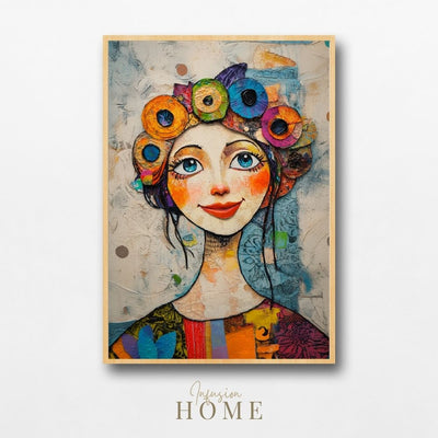 Floral Beauty – Whimsical Woman in Vibrant Colors - Infusion Home